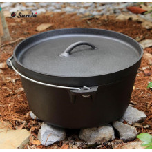 Pre-sazonado 8 Quart hierro fundido horno holandés camping